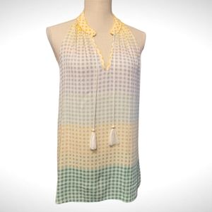 LC Lauren Conrad gingham colorblock sleeveless top large